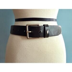 FOSSIL Black Leather Belt w/Roller Buckle Womens sz S